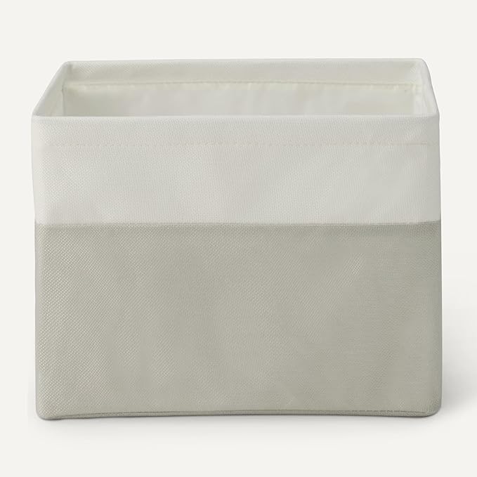 Amazon Basics Collapsible Storage Bins with Faux Leather Handles, Foldable Organizing Containers for Closet, Clothes, Toys, L