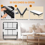 MAMIZO Foldable Bed,Portable Bed,Folding Bed with Mattress,75" x 31" Twin Size Rollaway Bed with Mattress for Adults,Metal Fr