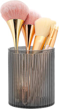 DASITON Makeup Brush Holder Organizer, Acrylic Makeup Brush Cup, Vintage Striped Make Up Brush Holder for Vanity, Bathroom Co