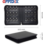 OFFIDIX Portable Zippered Key Case,Leather Portable Key Cabinet 24 Key Hooks Key Organizer,Manager & Landlord Key Holder, Bus