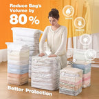 8 Pack Vacuum Storage Bags Jumbo, Vacuum Seal Bags for Clothing, 1 Jumbo+2 Large+2 Medium+3 Small, 80% Space Saver Bags for C
