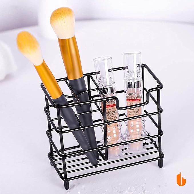 Urbanstrive 304 Stainless Steel Bathroom Toothbrush Holder Toothpaste Holder Stand Bathroom Accessories Organizer (Silver, La