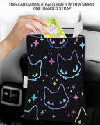 Car Garbage Can, Car Trash Bag, Car Garbage Bag, Hanging Car Trash Can for Car Accessories, Vehicle, Travelling, Camping, Cute Car Back Seat Organizer, Cute Neon Cats