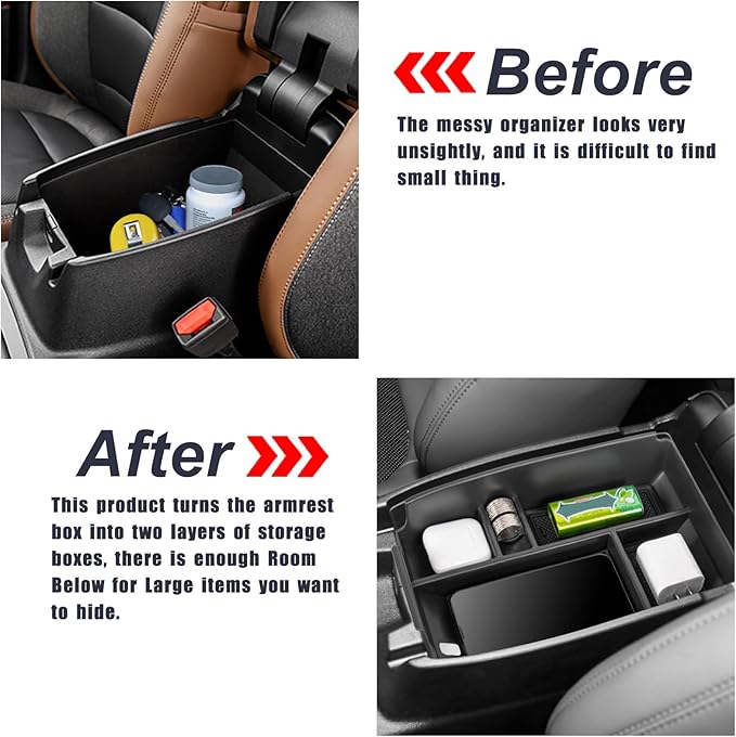 Center Console Organizer Tray Compatible with Ford Escape 2020-2026 and Bronco Sport 2021-2026 Armrest Storage Box Secondary Insert Storage Tray Interior Accessories