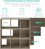 Best Choice Products 9-Cube Storage Organizer, 13.5in Shelf Opening, Bookcase, Display Shelf, Customizable w/ 3 Removable Bac