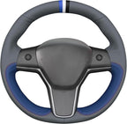 MEWANT Hand Stitched Steering Wheel Cover for Tesla Model 3 2017-2023 / Model Y 2020-2023 for Tesla Model 3/Y Accessories