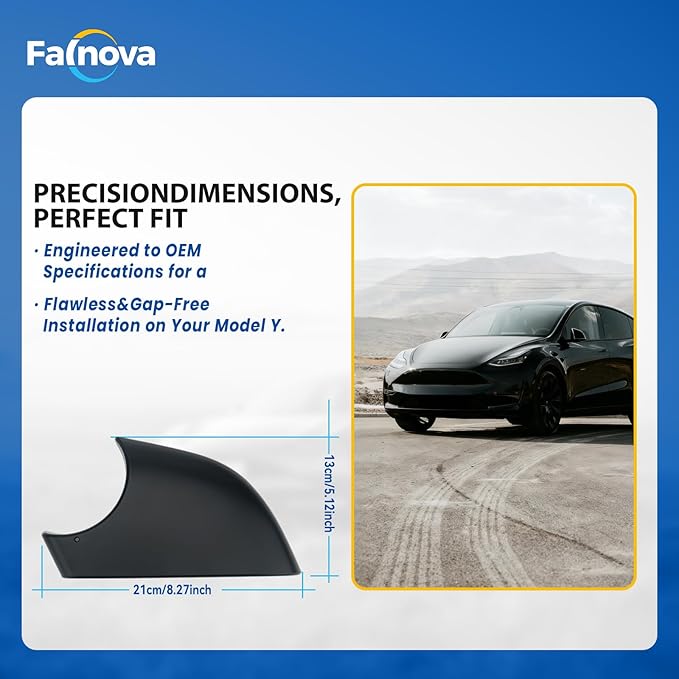 Left Rearview Mirror Cover Bracket, Compatible with Tesla Model Y 2020-2026, Side Mirror Base Cover Replacement Part, Suitable for Tesla Model Y Accessories（Black）
