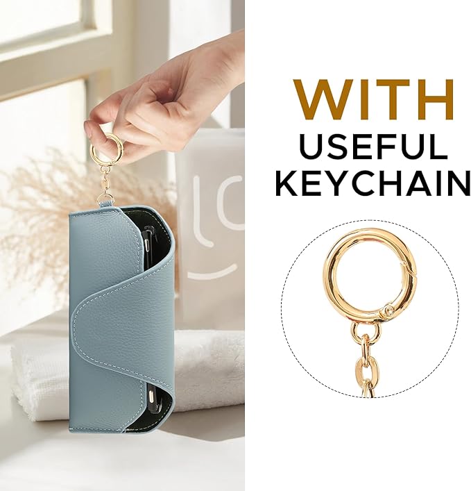 Magnetic Sunglass Holder for Car Visor, Travel Sunglasses Case with Clip for Purse, Eyeglasses Case