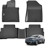 VIWIK Floor Mats for Kia Sportage 2024 2023 Hybrid, All-Weather Automotive Car Mats, TPE Rubber Liners Set Sportage Accessories, Odorless Anti-Slip, Front & 2nd Row, 3-pc Black