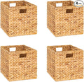 M4DECOR 10.5 x 10.5 Storage Cubes – Water Hyacinth Wicker Baskets for Organizing, Wicker Storage Cubes, Storage Baskets for S