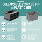 CleverMade Collapsible Storage Bins 62L (3-Pack) – Heavy Duty Collapsible Plastic Storage Bins, Large Stackable Folding Stora