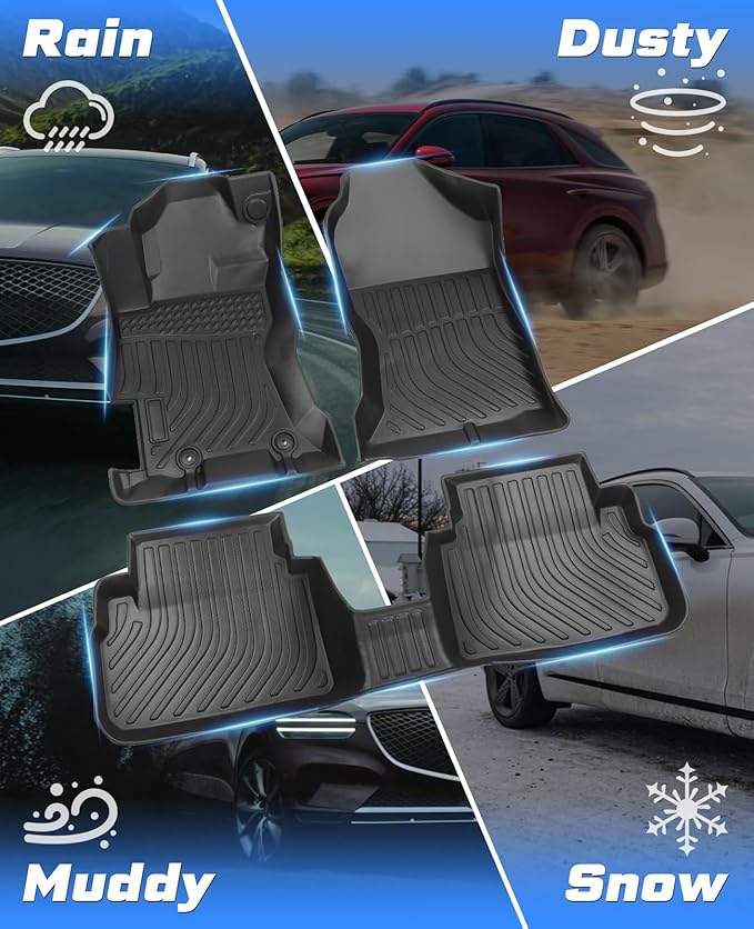 Sunsdrew TPE All Weather Floor Mats, Custom Fit for 2018-2023 Subaru Crosstrek/2017-2023 Impreza, Black, 4 Pc Set