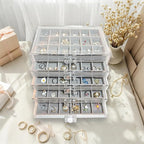Acrylic Earring Holder Organizer with 5 Drawers Clear Earring Organizer Box with 90 Adjustable Grids Velvet Earring Display C