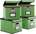 Huolewa Portable Leather File Organizer Boxes with Lids, Office Document Boxes Organizer, Filing Boxes, Decorative Small File
