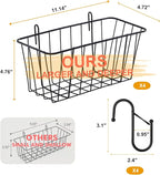 4 Pack Large Grid Wall Baskets with S-Hook - Gridwall Accessories Set Black Metal Hanging Shelf Basket Bins Organizer - Modul