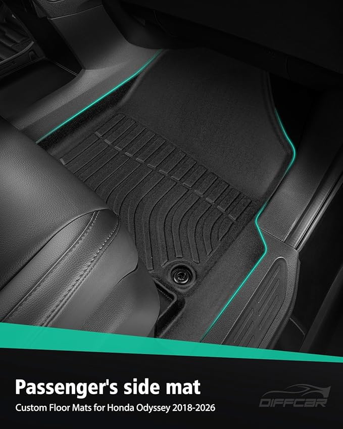 Car Floor Mats for Honda Odyssey: 2018-2026 Cargo Liner, Mini Passenger Van Accessories, All Weather 1st 2nd 3rd Row Rubber Floor Trunk Carpet for Odyssey 2018 2019 2020 2021 2022 2023 2024 2025 2026