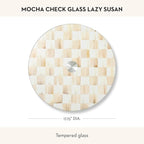 MACKENZIE-CHILDS Glass Lazy Susan, Round Rotating Serving Board, Brown-and-White Mocha Check