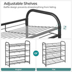 SONGMICS Stackable Shoe Rack, 4 Tier Metal Shoes Rack Storage Shelf, Holds up to 16 Pairs Shoes, Adjustable Slanted Shelves S