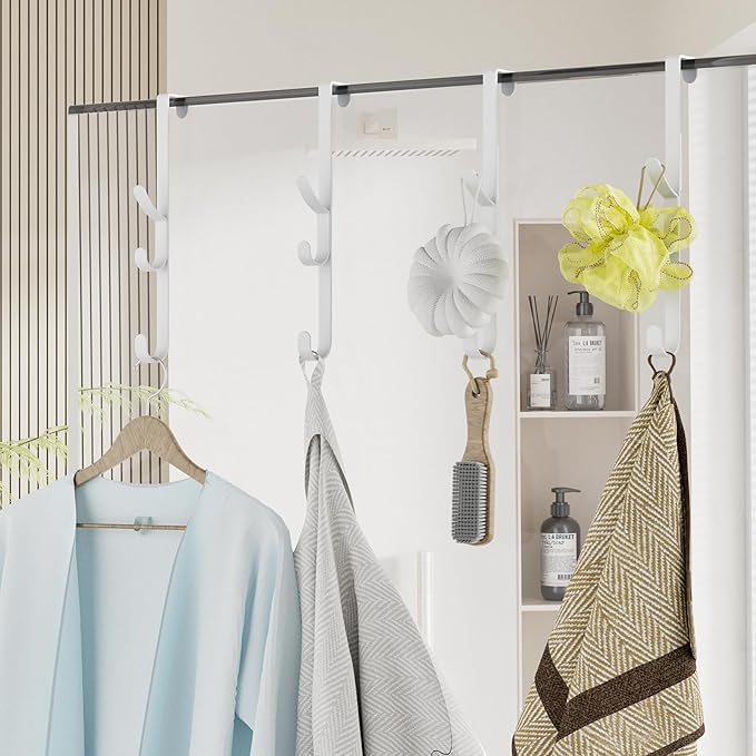 Over The Door Hooks Hanger,Over The Door Towel Hook Organizer Hanging for Coat Clothes Backpack hat Purse Metal Towel Rack Ba