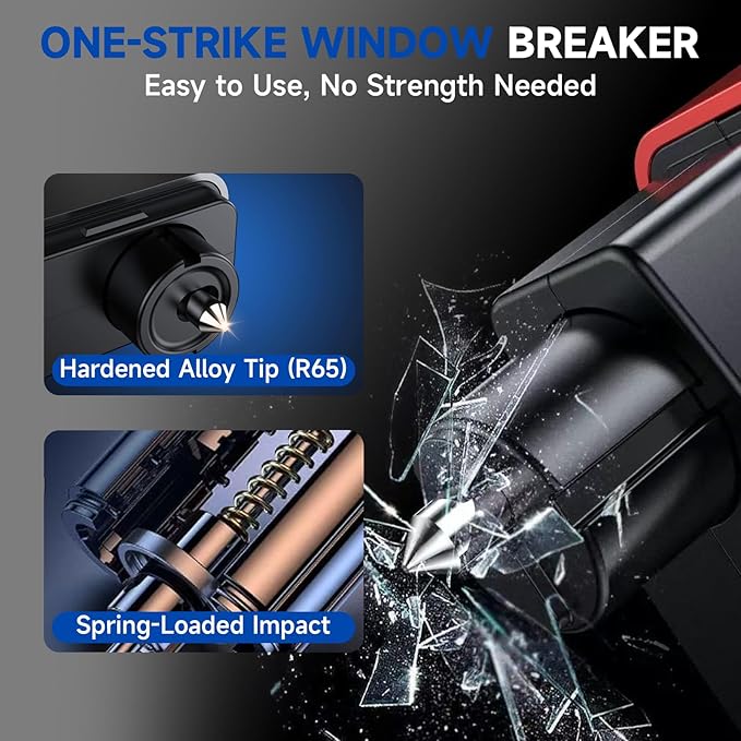 MightY Bear Window Breaker Seatbelt Cutter, 2-in-1 Car Emergency Tool, Underwater Glass Breaker for Traffic Accidents and Fam