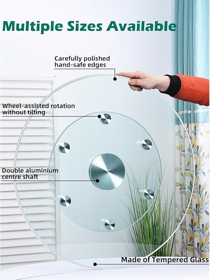 18.9 inch Lazy Susan for Table Top Tempered Glass Rotating Serving Tray for Dining Table, Kitchen Lazy Susan Organizer Spinni