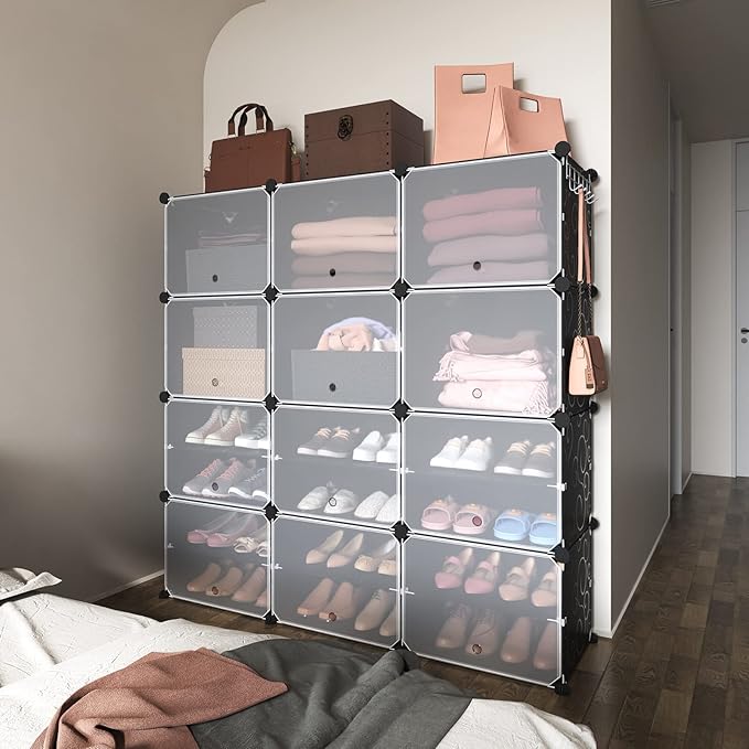 ROJASOP Portable 8-Tier Shoe Cabinet - 48-Pair Shoe Organizer with Expandable, Free Standing, Stackable Space Saving Design a