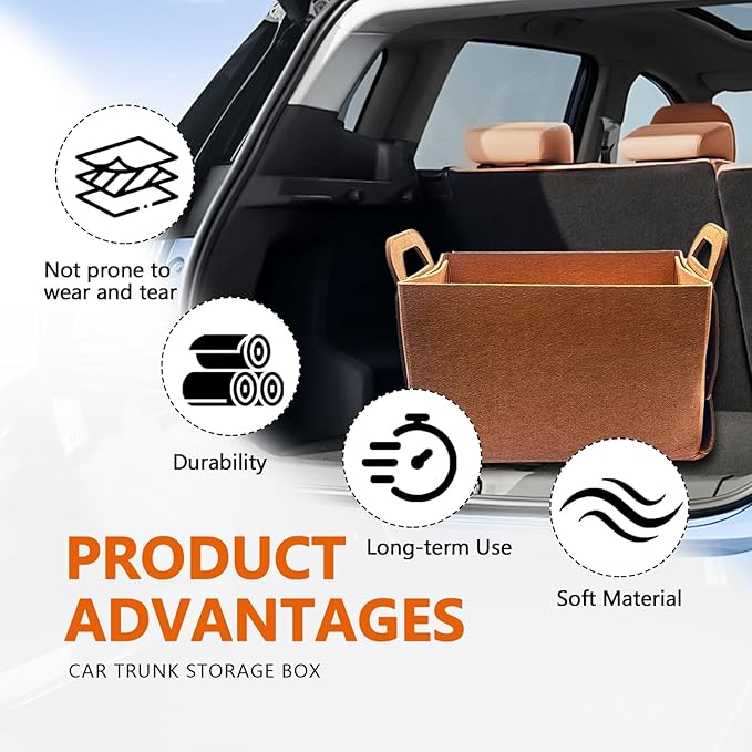 Felt Car Trunk Organizer, Foldable Vehicle Storage Box, Large Capacity Multi-Purpose Automotive Interior Accessories for Cars, S