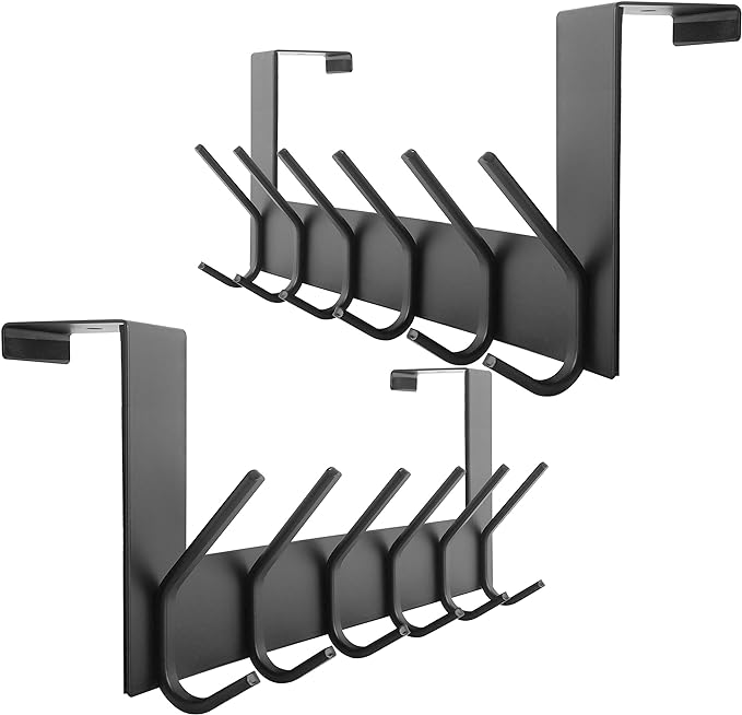 WEBI Over The Door Hook Door Hanger:Over The Door Towel Rack with 6 Coat Hooks for Hanging,Door Coat Hanger Towel Hanger Over