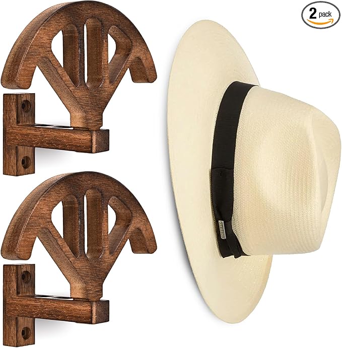 Wall Mounted Denim Hat Rack, Adjustable Shape Retention Hat Rack, Wooden Wall Mounted Hat Display Rack for Cowboy Hats and Ba