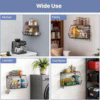 Housolution Wall Mounted Fruit Basket for Kitchen, Hanging Fruit Bowl Wire Baskets with 4 Hanger Hooks, Potato and Onion Stor