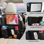 Car Seat Organizers,Multi-functional Back Seat Protectors, Storage Pouches, Child kicking prevention and Tray Holders Kick Mats Back (for Cars, Kids,and Rear Seats) (Black, 1 Pack)