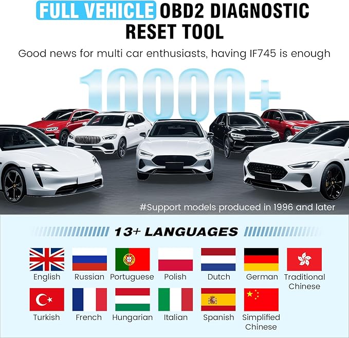 2026 BOSSCOMM IF745 OBD2 Scanner, All Systems Car Code Reader Scan Tool with 6 Resets, ABS