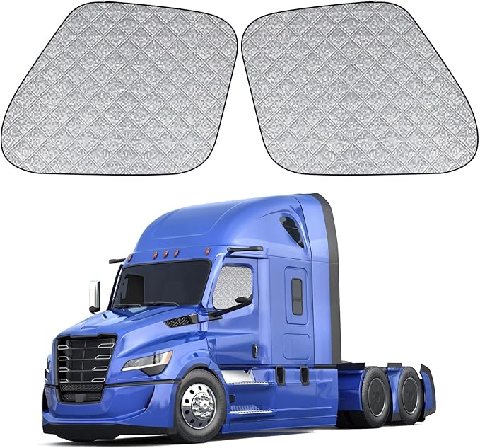 Side Window Sun Shade for Freightliner Cascadia 2008-2017, Custom Fit 210T Reflective Sunshade for Semi Truck, 6-Layer Heat Insulation Privacy Protector, Block 99% UV Rays, 2PCS