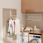 BAKON Over The Door Hanger Folding Clothes Drying Rack, Double Fold Hanging Door Hooks Coat Rack for Indoor Laundry Room Comp