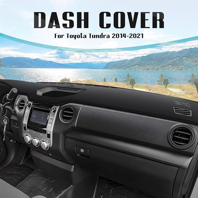 FIILINES Dash Cover for 2014-2021 Toyota Tundra, Dashboard Mat Accessories Dash Cover Sunshade Nonslip Mesh Protector No Glar