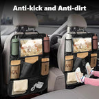 2PCS Car Backseat Organizer with 10" Tablet Holder, Waterproof Oxford Fabric Auto Back Seat Protector Kick Mat, Multi-Pocket Back Seat Organizer Storage, Travel Car Accessories (Small Pocket)