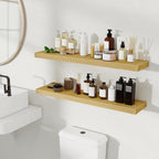 Fun Memories Rustic Wood Floating Shelves for Wall, Space-Saving Wall Mounted Shelves for Bathroom, Bedroom, Living Room and 