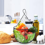 ERYTLLY Metal Fruit And Vegetable Storage Hanging Basket Wall Mounted, Hanging Basket For Kitchen Black Wire Baskets for Flow