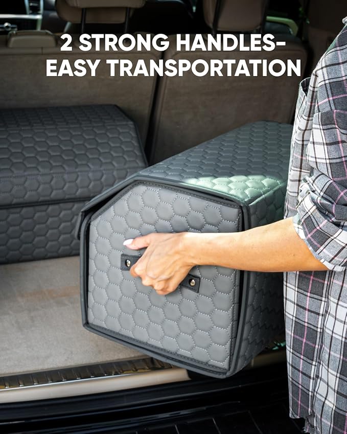 Owleys Foldable Trunk Organizer For Car - Trunk Organizers Car Storage - Collapsible Auto Trunk Organizer With Lid - Small