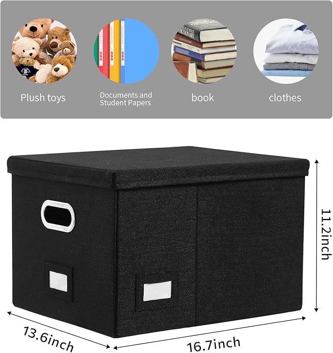 File Organizer Collapsible Storage Box for Office File Box with Lids Document Organizer for Office and Home Easy Slide Durabl