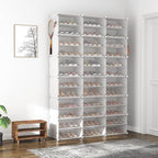 ROJASOP Portable Shoe Rack Organizer with Door, 72 Pairs White Shoe Storage Cabine Covered Shoe Rack Shoe Organizer for Close