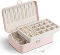 Vlando Jewelry Box Organizer for Women Girls, 2 Layer Jewelry Case with Lock,Jewelry Storage Earrings Necklace,Rings,Gift Box