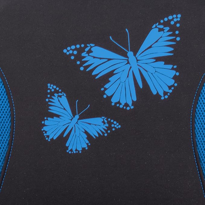 Flying Banner Butterfly car seat Covers ful Set Fashion Universal Lady Woman Female Rear Bench Split Colorized (Full Set, Blu