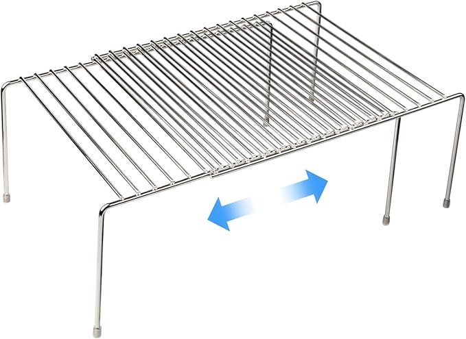 Tomorotec Space-Saving Stainless Steel Storage Rack, 12.8-22.8 in, Silver, Easy to Install, Versatile Design