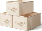 LayerSpace Storage Bins, Fabric Satin Storage Baskets for Shelves, 11.5" L*8.75" W*6.5" H Collapsible Storage Bins with Handl