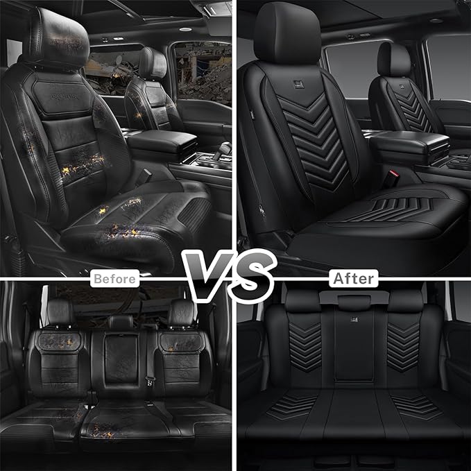 CAR PASS 3D Foam Faux Leather Car Seat Covers Full Set,Waterproof Leather Seat Cover for Cars,Luxury Universal Fit for SUV Tr