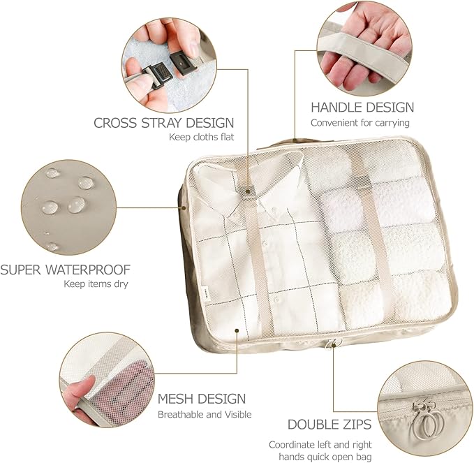 LANSKLBD 8 Set Packing Cubes for Suitcases Travel Luggage Packing Organizers,Travel Accessories Essentials Luggage Organizer 