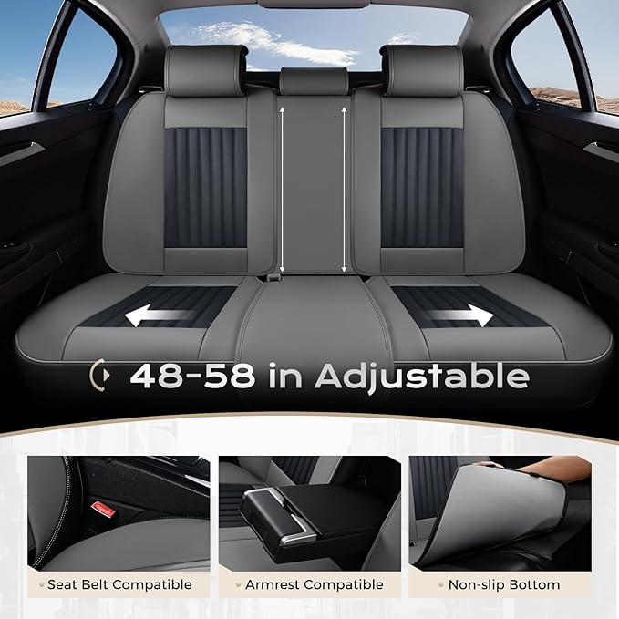 Coverado Car Seat Covers Full Set, Seat Covers for Cars, Car Seat Cover, Car Seat Protector, Leather Car Seat Cushion, Waterp