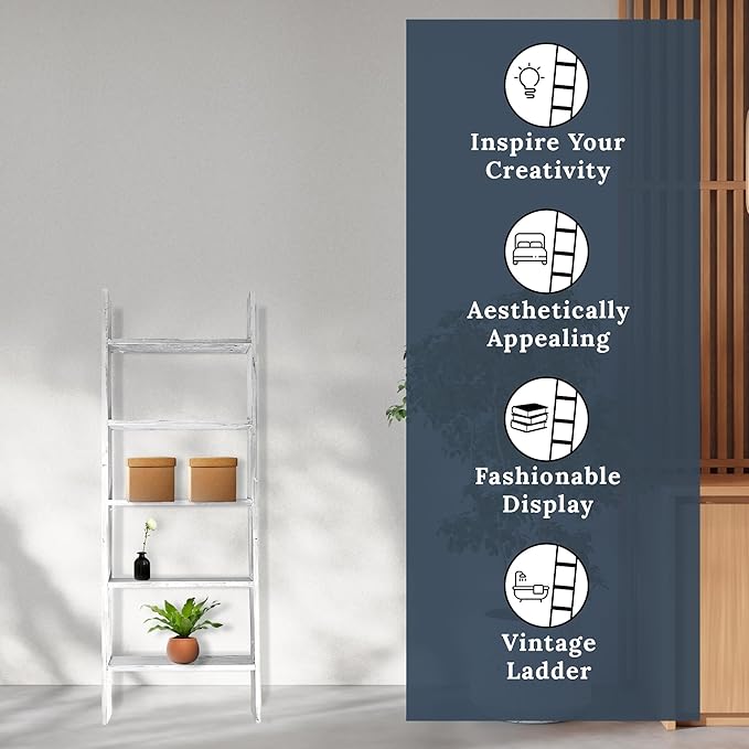 BARNWOODUSA Throw Blanket Ladder – Fully Assembled Reclaimed Wood – Rustic Decorative Ladder for Towels, Quilts, & More – Per