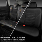 CAR PASS Faux Leather Back Seat Cover, Universal Quilting Waterproof Bench Rear Seat Cover Universal car seat Cover Fit 95% A